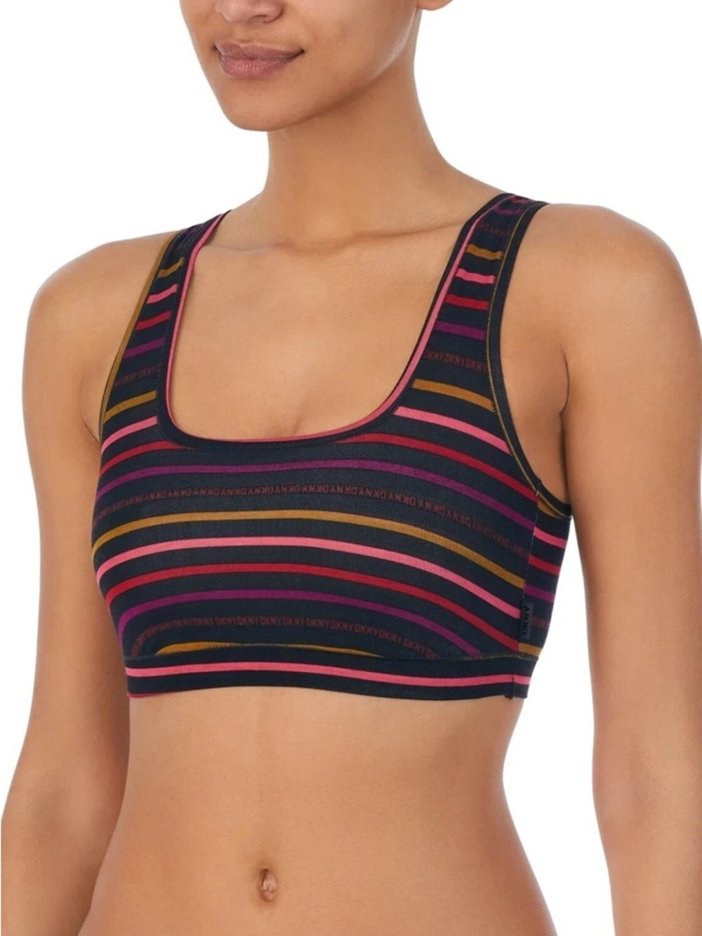 DKNY Black Striped Scoop Bralette